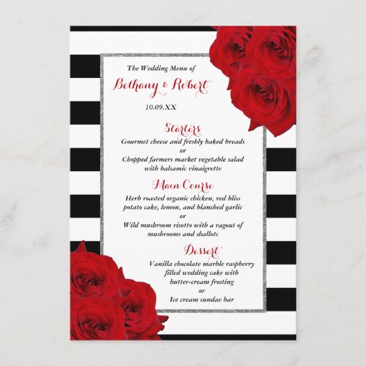 Het Collectie van de moderne Luxe bruiloft - Rode  Menu (Voorkant)