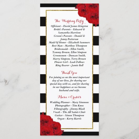 Het Collectie van de moderne Luxe bruiloft - Rode  Programmakaart (Achterkant)