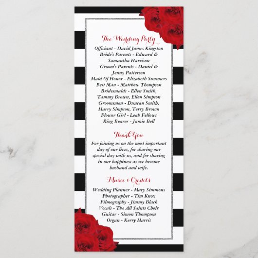 Het Collectie van de moderne Luxe bruiloft - Rode  Programmakaart (Achterkant)