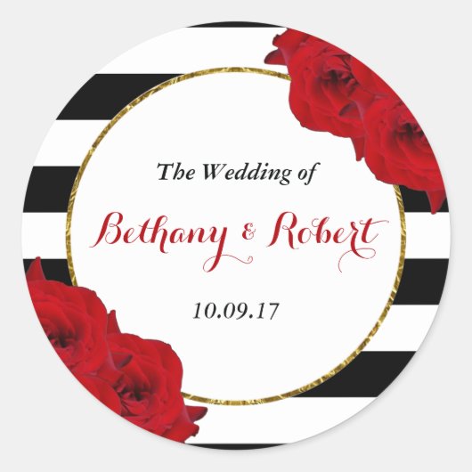 Het Collectie van de moderne Luxe bruiloft - Rode  Ronde Sticker (Voorkant)