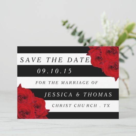 Het Collectie van de moderne Luxe bruiloft - Rode  Save The Date (Staand voorkant)