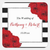 Het Collectie van de moderne Luxe bruiloft - Rode  Vierkante Sticker (Voorkant)