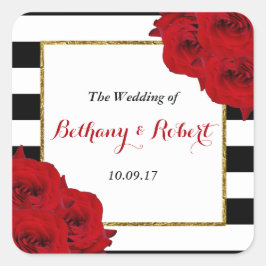 Het Collectie van de moderne Luxe bruiloft - Rode  Vierkante Sticker