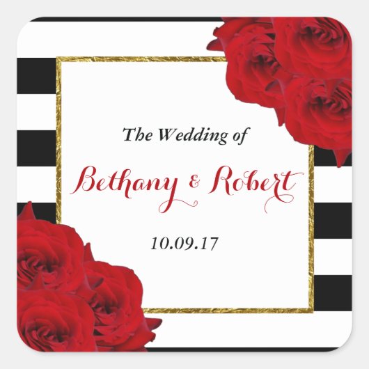 Het Collectie van de moderne Luxe bruiloft - Rode  Vierkante Sticker (Voorkant)