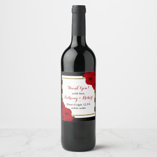 Het Collectie van de moderne Luxe bruiloft - Rode Wijn Etiket (Voorkant)