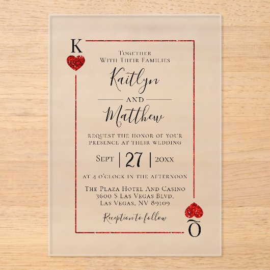 Het Collectie van de Monogram-spelkaart Acryl Uitnodigingen (Voorkant)