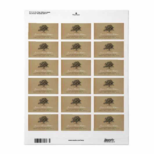 Het  Collectie van de Oak-boom Etiket (Full Sheet)