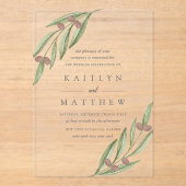 Het Collectie van de Olive Branch Wedding Acryl Uitnodigingen (Voorkant)