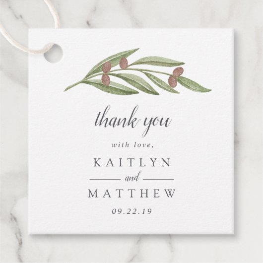 Het Collectie van de Olive Branch Wedding Bedankjes Labels (Voorkant)