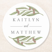 Het Collectie van de Olive Branch Wedding Ronde Kartonnen Onderzetter (Voorkant)