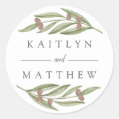 Het Collectie van de Olive Branch Wedding Ronde Sticker (Voorkant)