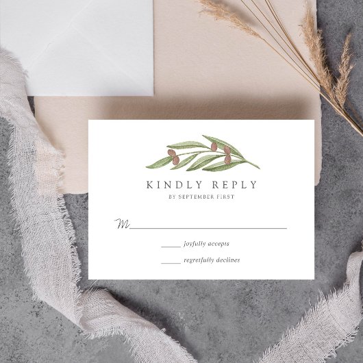 Het Collectie van de Olive Branch Wedding RSVP Kaartje
