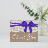 Het Collectie van de Rustic Blue Bow Wedding Briefkaart (Staand voorkant)