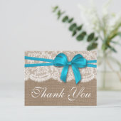 Het Collectie van de Rustic Blue Bow Wedding Briefkaart (Staand voorkant)