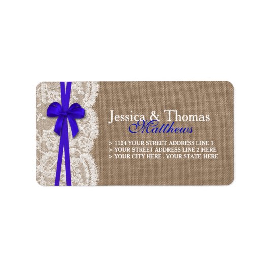 Het Collectie van de Rustic Blue Bow Wedding Etiket (Voorkant)