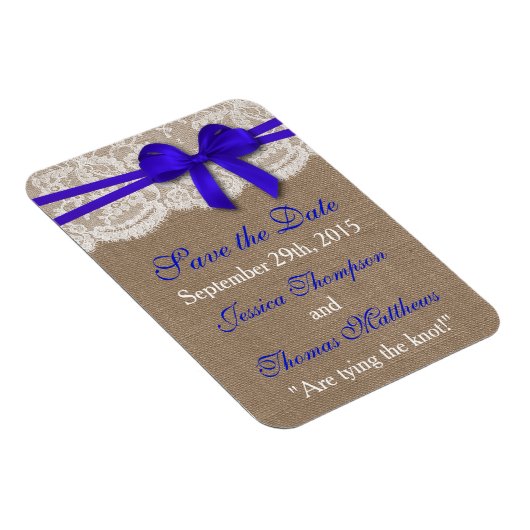Het Collectie van de Rustic Blue Bow Wedding Magneet (Rechterzijde)