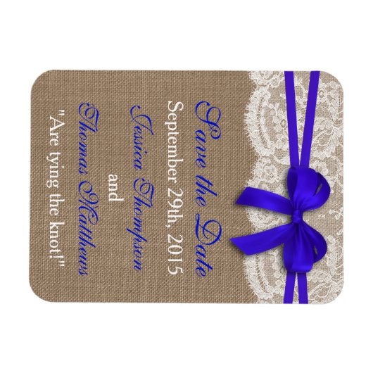 Het Collectie van de Rustic Blue Bow Wedding Magneet (Horizontaal)