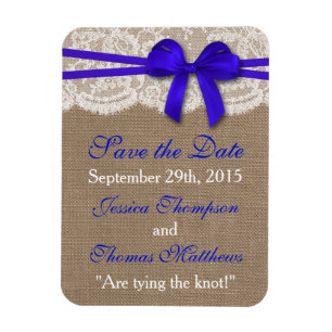Het Collectie van de Rustic Blue Bow Wedding Magneet
