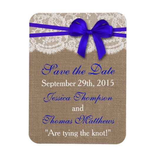 Het Collectie van de Rustic Blue Bow Wedding Magneet (Verticaal)