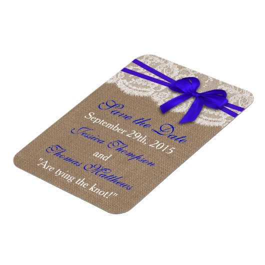 Het Collectie van de Rustic Blue Bow Wedding Magneet (Linkerzijde)