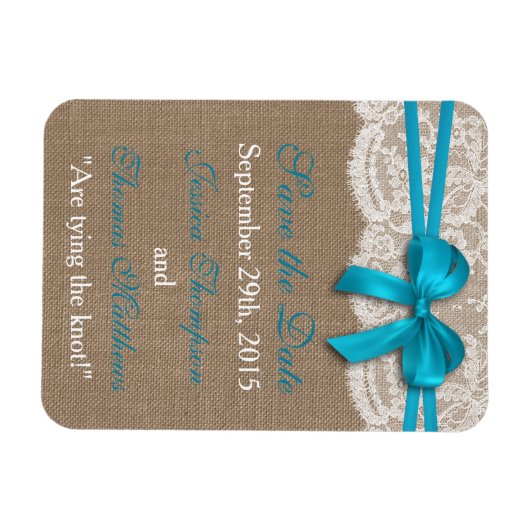 Het Collectie van de Rustic Blue Bow Wedding Magneet (Horizontaal)