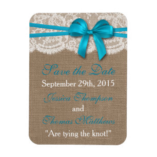 Het Collectie van de Rustic Blue Bow Wedding Magneet