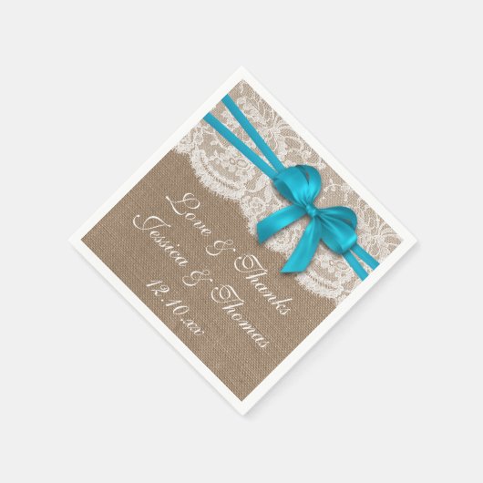 Het Collectie van de Rustic Blue Bow Wedding Servet (Hoek)