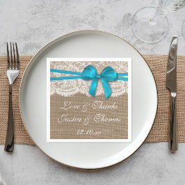 Het Collectie van de Rustic Blue Bow Wedding Servet