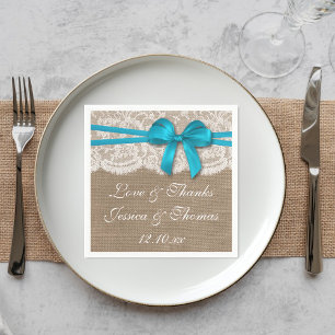 Het Collectie van de Rustic Blue Bow Wedding Servet