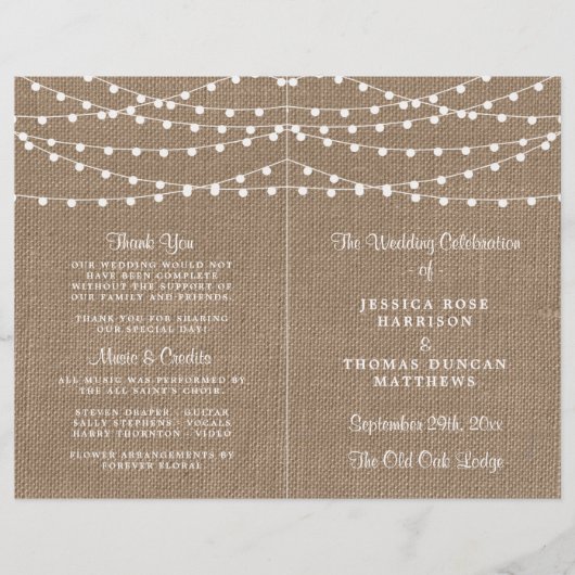 Het Collectie van de Rustic Burlap Lights Wedding (Voorkant)