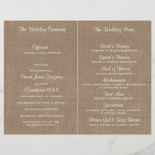 Het Collectie van de Rustic Burlap Lights Wedding (Achterkant)