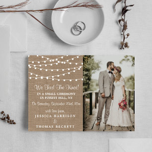 Het Collectie van de Rustic Burlap Lights Wedding Aankondiging
