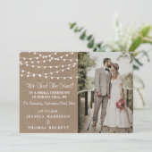 Het Collectie van de Rustic Burlap Lights Wedding Aankondiging (Staand voorkant)