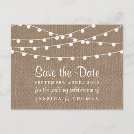 Het Collectie van de Rustic Burlap Lights Wedding Aankondigingskaart