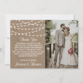 Het Collectie van de Rustic Burlap Lights Wedding Bedankkaart (Voorkant)