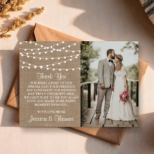 Het Collectie van de Rustic Burlap Lights Wedding Bedankkaart