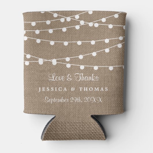 Het Collectie van de Rustic Burlap Lights Wedding Blikjeskoeler (Voorkant)