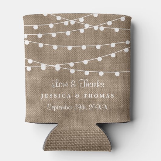 Het Collectie van de Rustic Burlap Lights Wedding Blikjeskoeler (Achterkant)