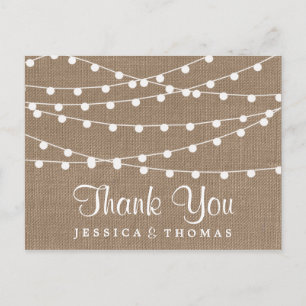 Het Collectie van de Rustic Burlap Lights Wedding Briefkaart