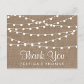 Het Collectie van de Rustic Burlap Lights Wedding Briefkaart (Voorkant)