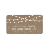Het Collectie van de Rustic Burlap Lights Wedding Etiket (Voorkant)