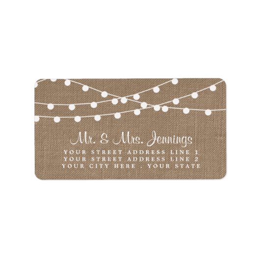 Het Collectie van de Rustic Burlap Lights Wedding Etiket (Voorkant)