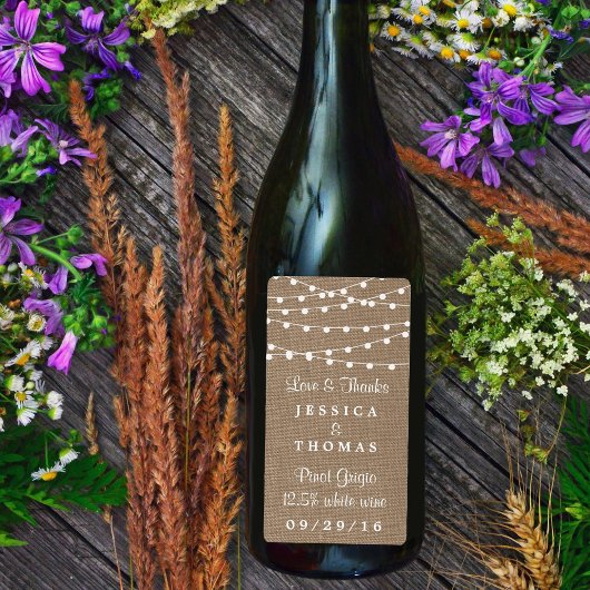 Het Collectie van de Rustic Burlap Lights Wedding Etiket