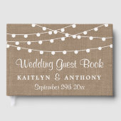 Het Collectie van de Rustic Burlap Lights Wedding Gastenboek (Voorkant)