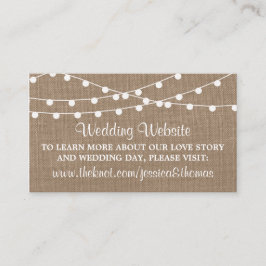 Het Collectie van de Rustic Burlap Lights Wedding Informatiekaartje