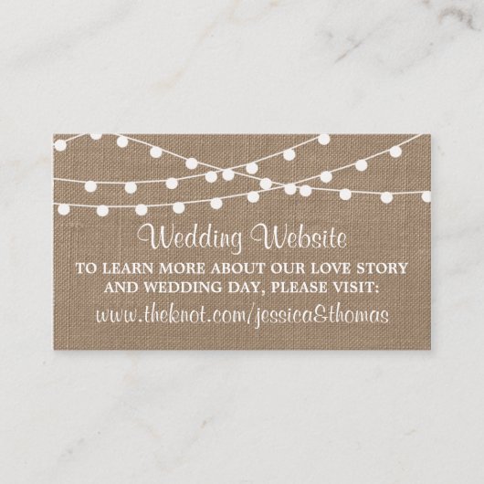 Het Collectie van de Rustic Burlap Lights Wedding Informatiekaartje (Voorkant)