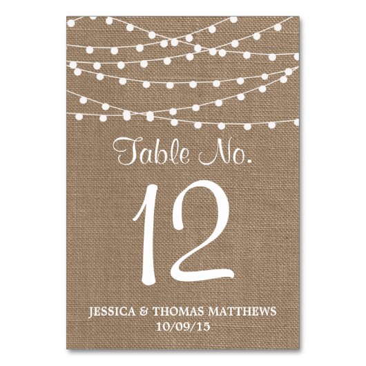 Het Collectie van de Rustic Burlap Lights Wedding Kaart (Voorkant)