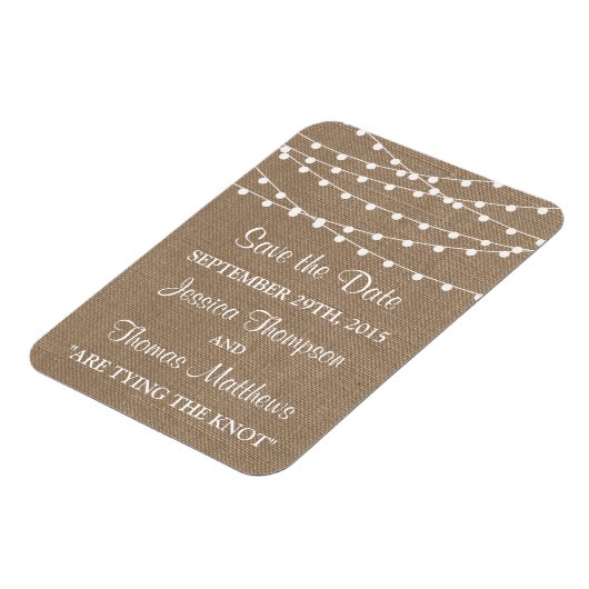Het Collectie van de Rustic Burlap Lights Wedding Magneet (Linkerzijde)