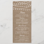 Het Collectie van de Rustic Burlap Lights Wedding Menu (Voorkant)