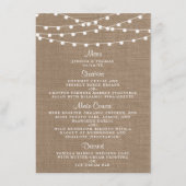 Het Collectie van de Rustic Burlap Lights Wedding Menu (Voorkant)